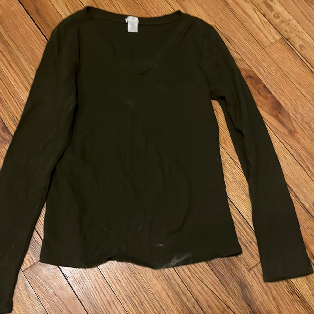 Olive green waffle knit long sleeve